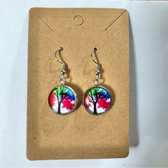 Tree of Life Dangle Hook Earrings (A)109 - Picture 2 of 6